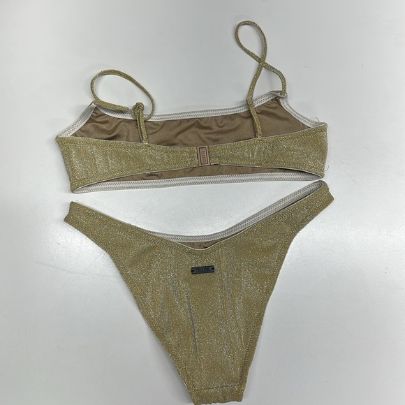 Triangl Mica Bikini 2 Piece Matching Set Swim Metallic Sparkle Gold Size Small - Picture 4 of 7